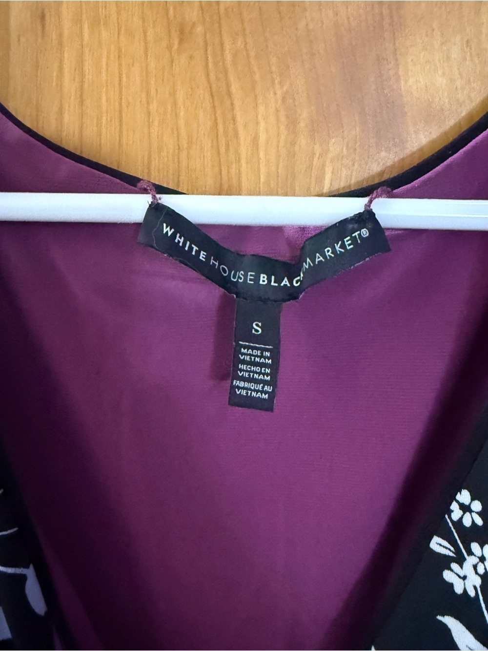 White House Black Market Black Dress with Purple Floral Print - Picture 2 of 9